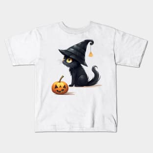 black cats cartoon for halloween Kids T-Shirt